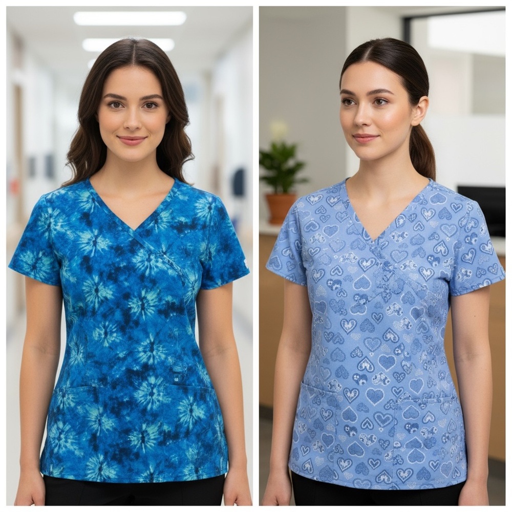 000 COMBO: Printed scrub tops size M
